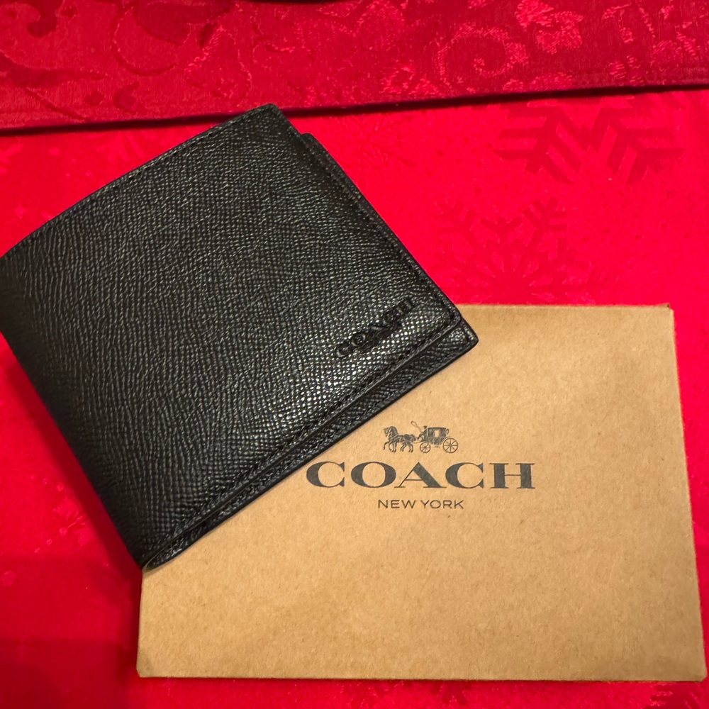 Coach Black Textured Leather Wallet